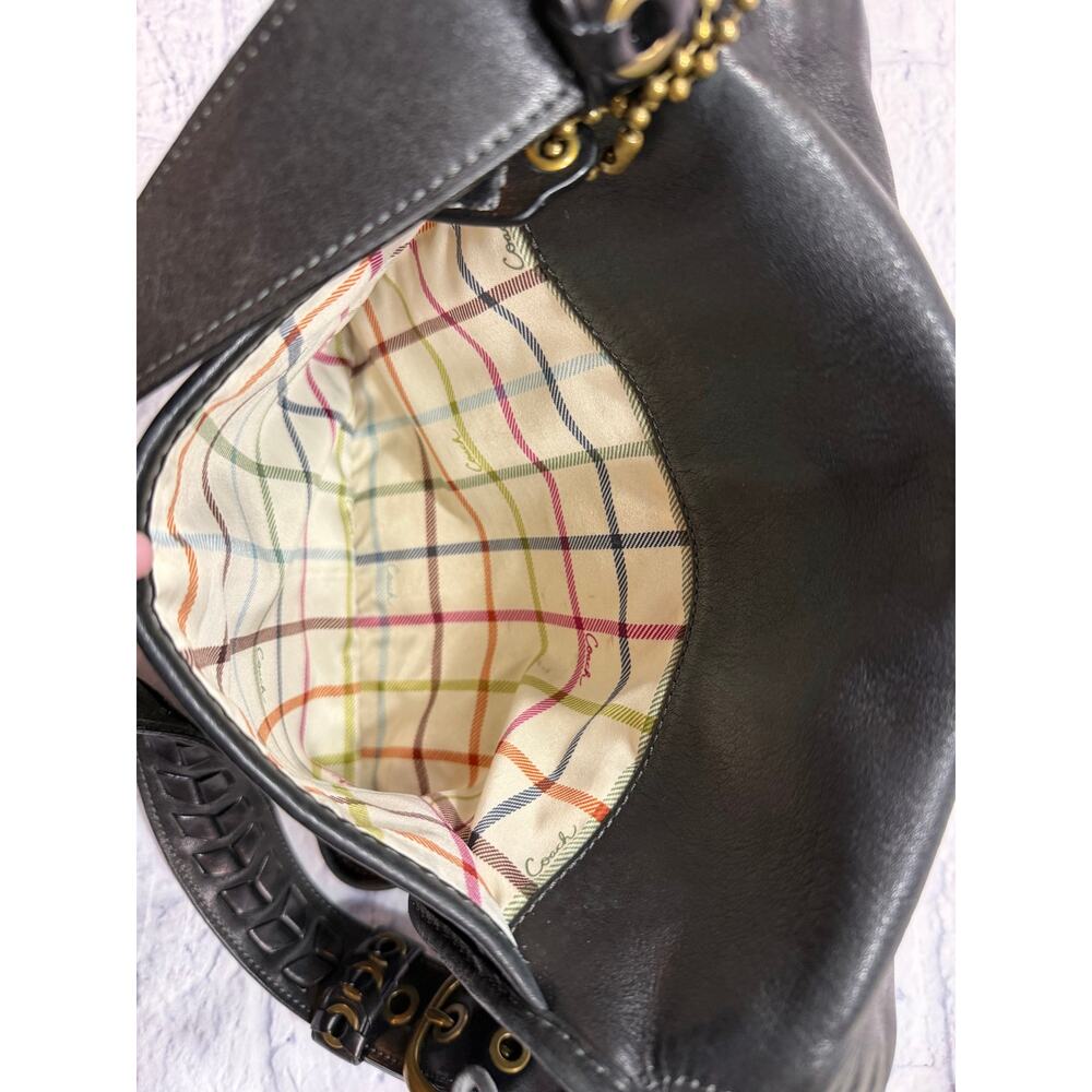 COACH Black Bleecker Legacy Tattersall Shoulder Bag F0769-11419 Antique Brass - Picture 14 of 15